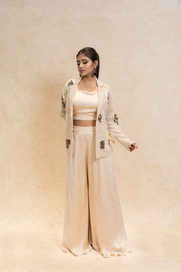 Champagne Elegance Palazzo Jacket Set