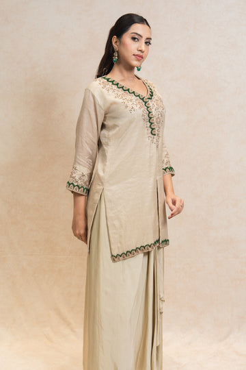 Embroidered kurta and skirt set