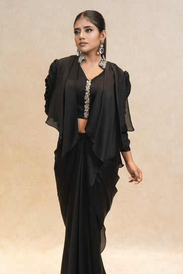 Three piece black Indowestern
