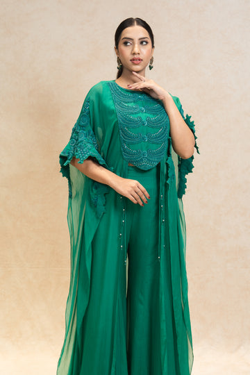 Emerald Green three piece indowestern