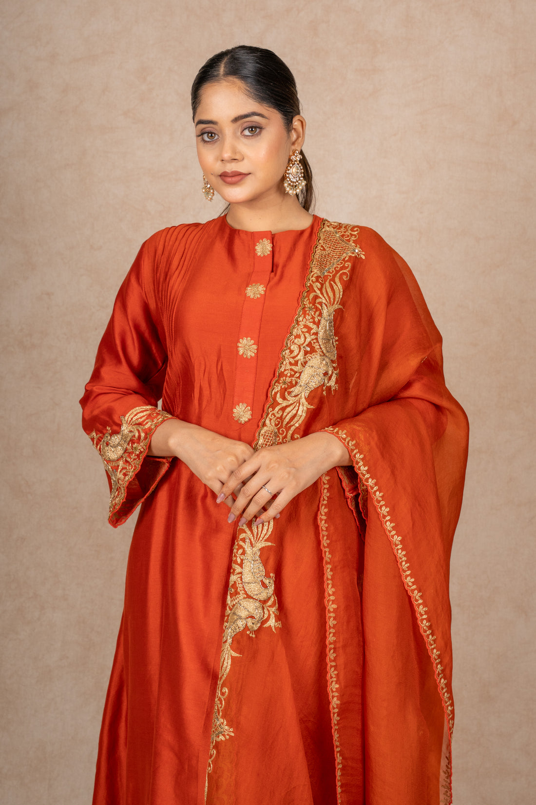 RUST ORANGE SUIT WITH PANTS & DUPATTA