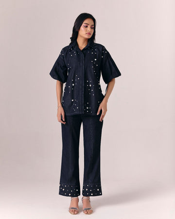 MIDNIGHT PEARL SHIRT WITH NOIR FLARE