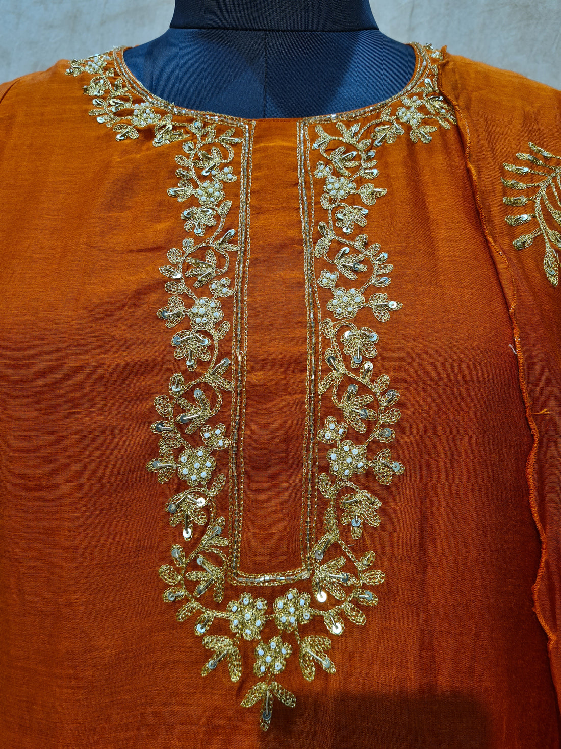 Mul Chanderi Rust Orange suit set