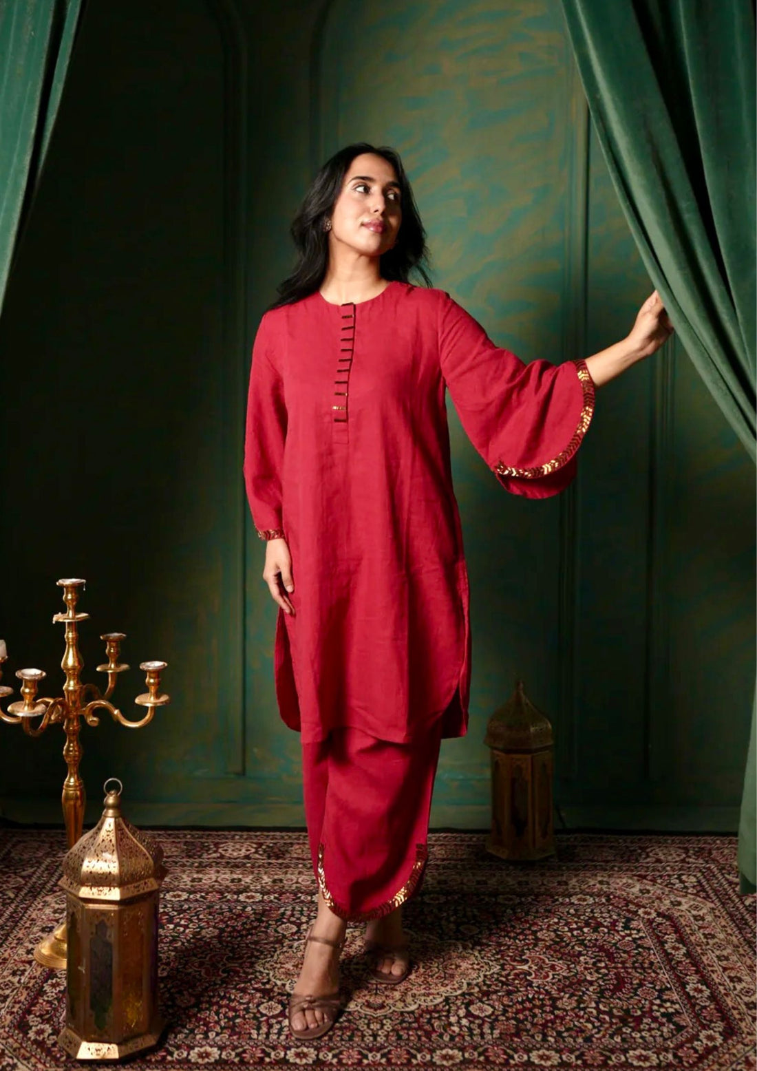 NOOR RED KURTA AND PANT