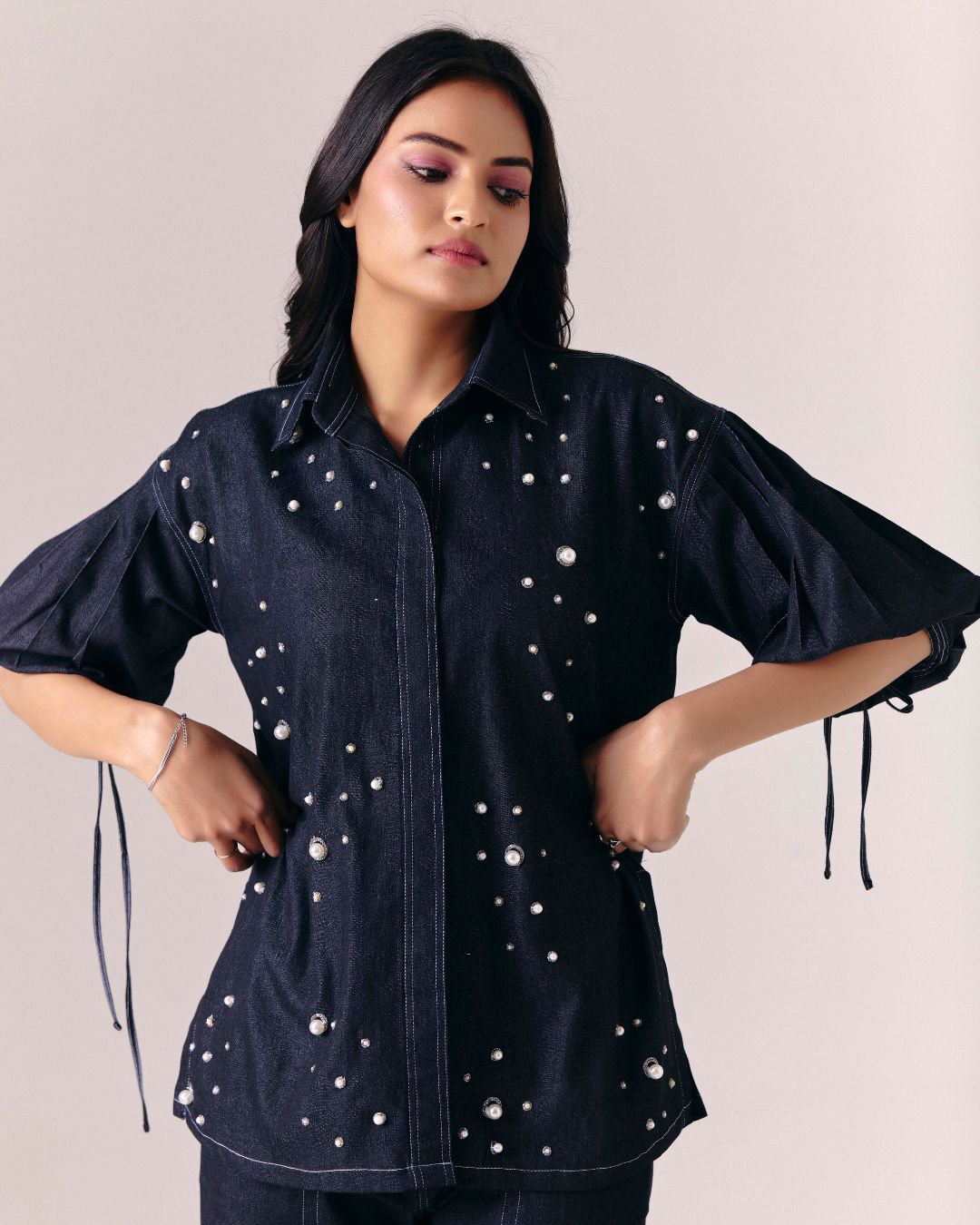 MIDNIGHT PEARL SHIRT WITH NOIR FLARE