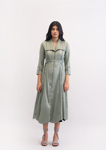 GLIMMER TRENCH OLIVE DRESS