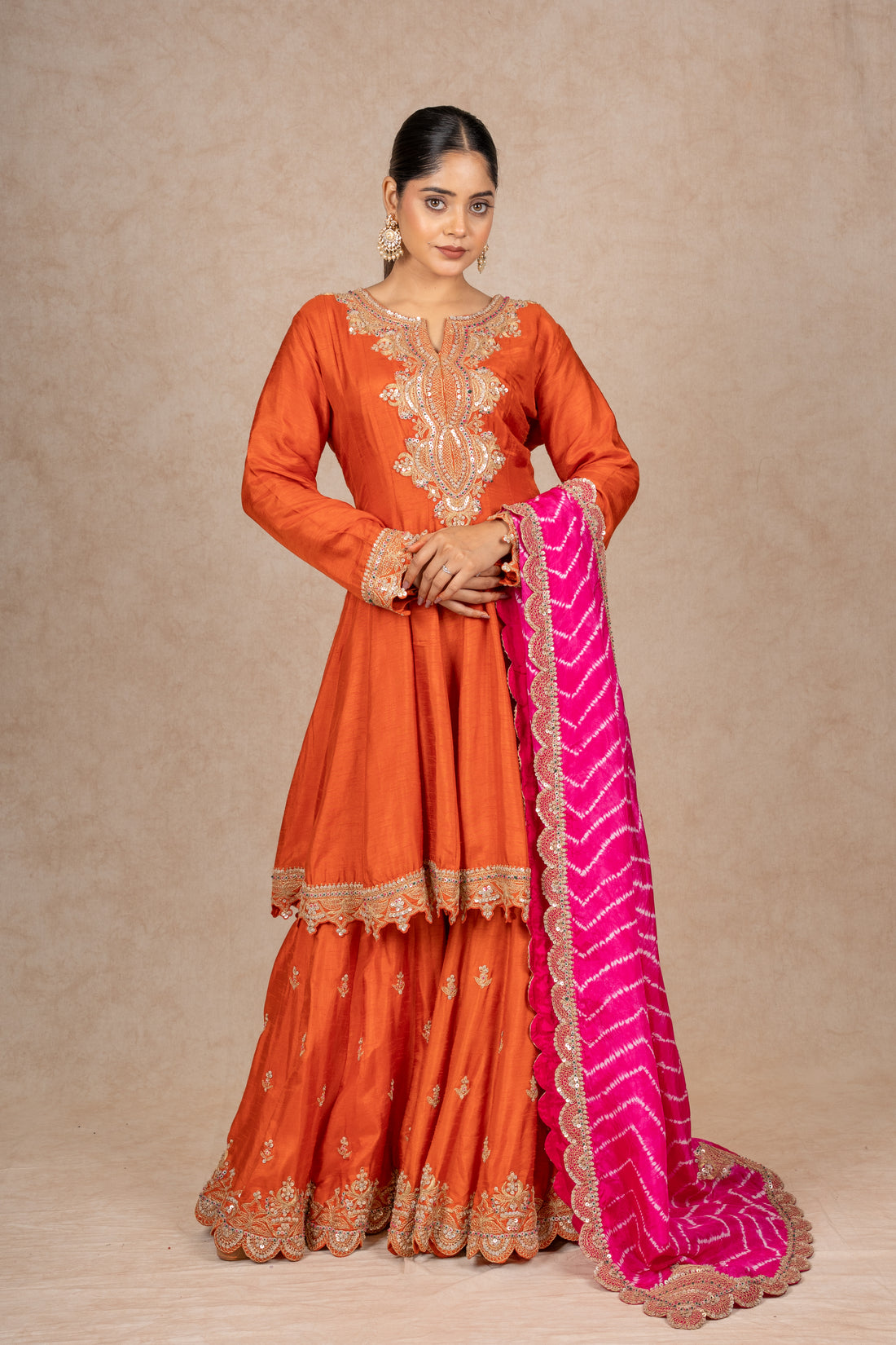 RUST ORANGE SHARARA SUIT