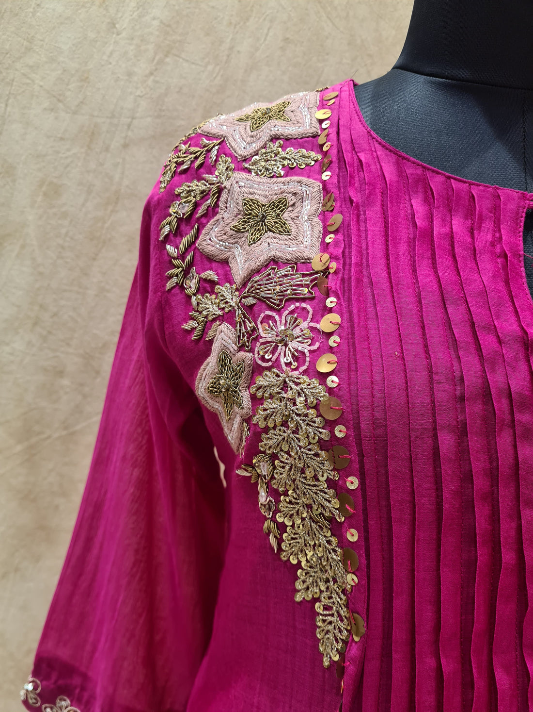 Mul Chanderi Pink Suit
