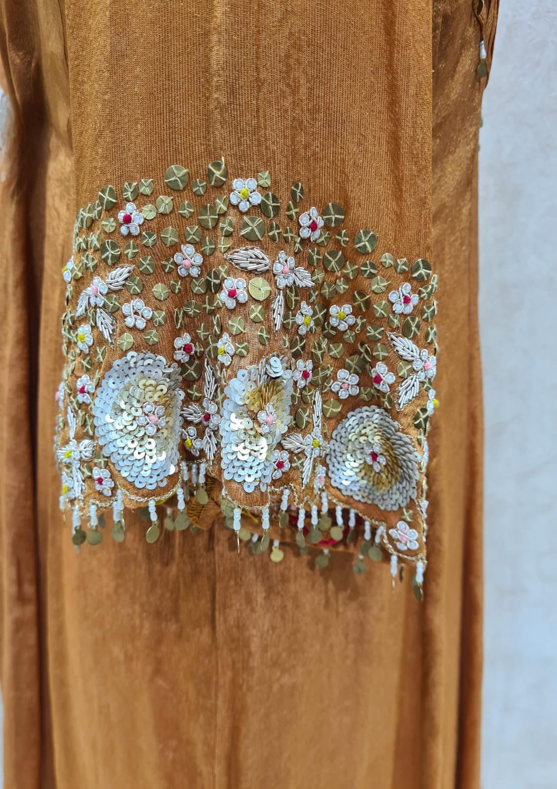 Mul Chanderi  Mustard-orange Suit