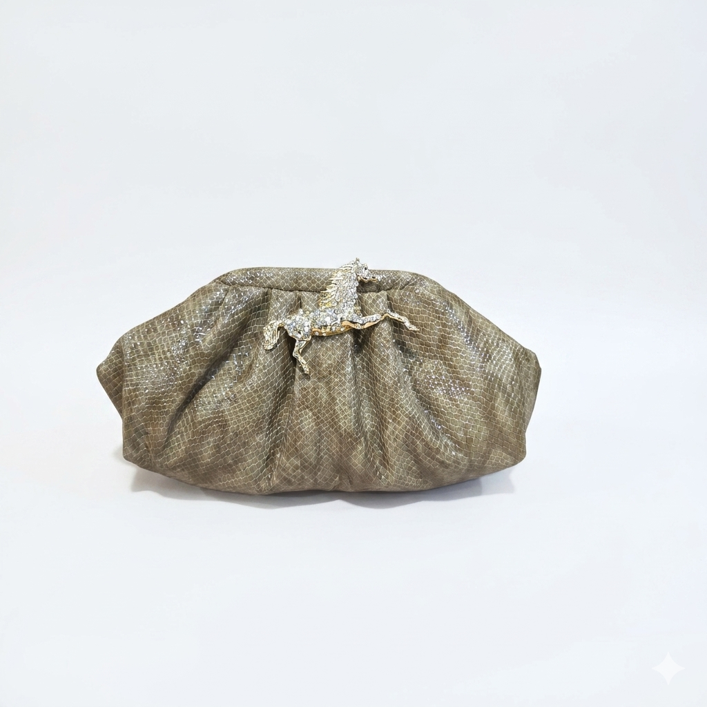 Horse Pouchette Tan Brown Bag