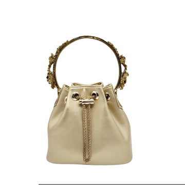 Floral Handle Bucket Bag [ Gold ]