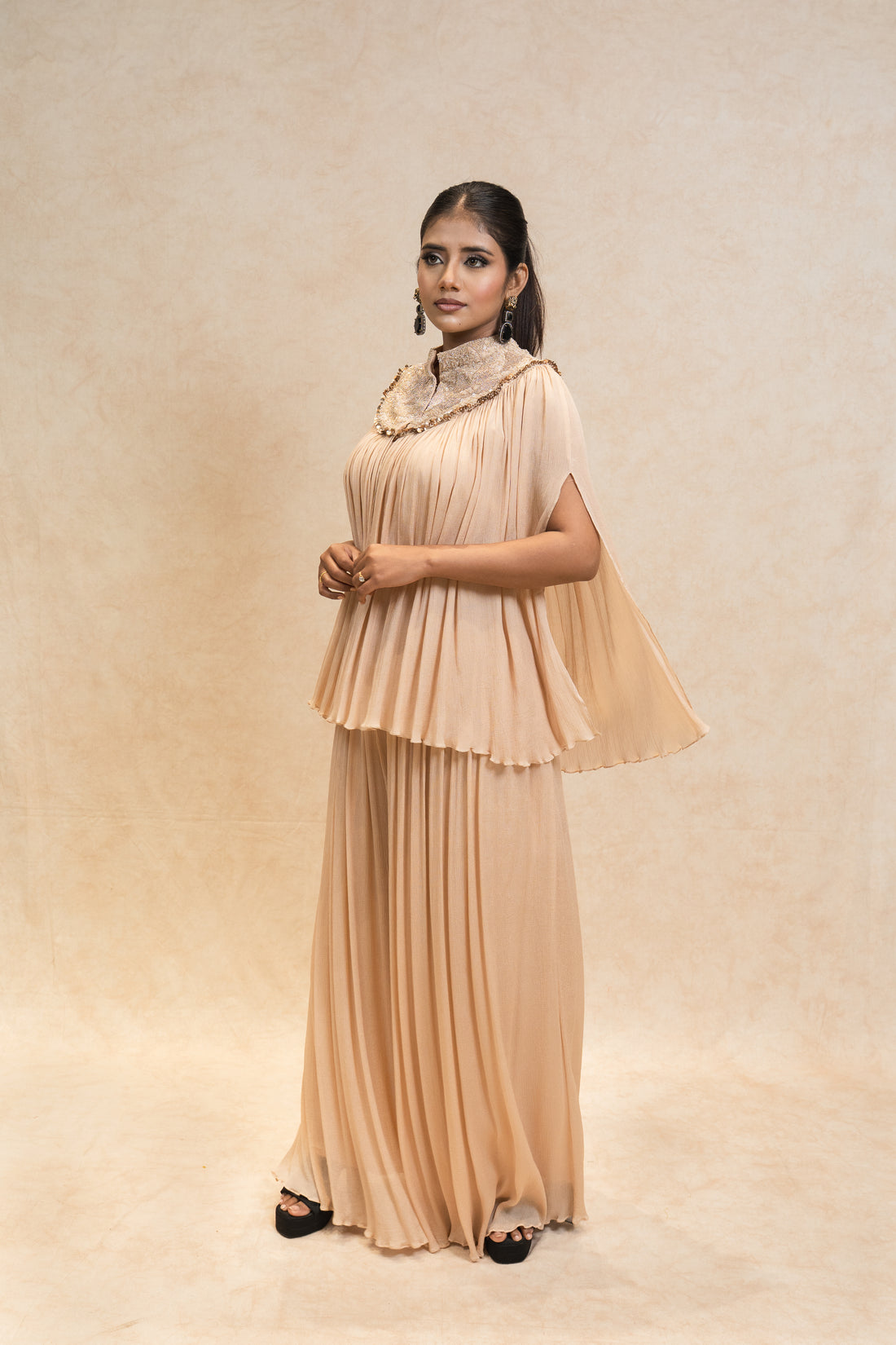 Ivory Indowestern Cape Pallazo set