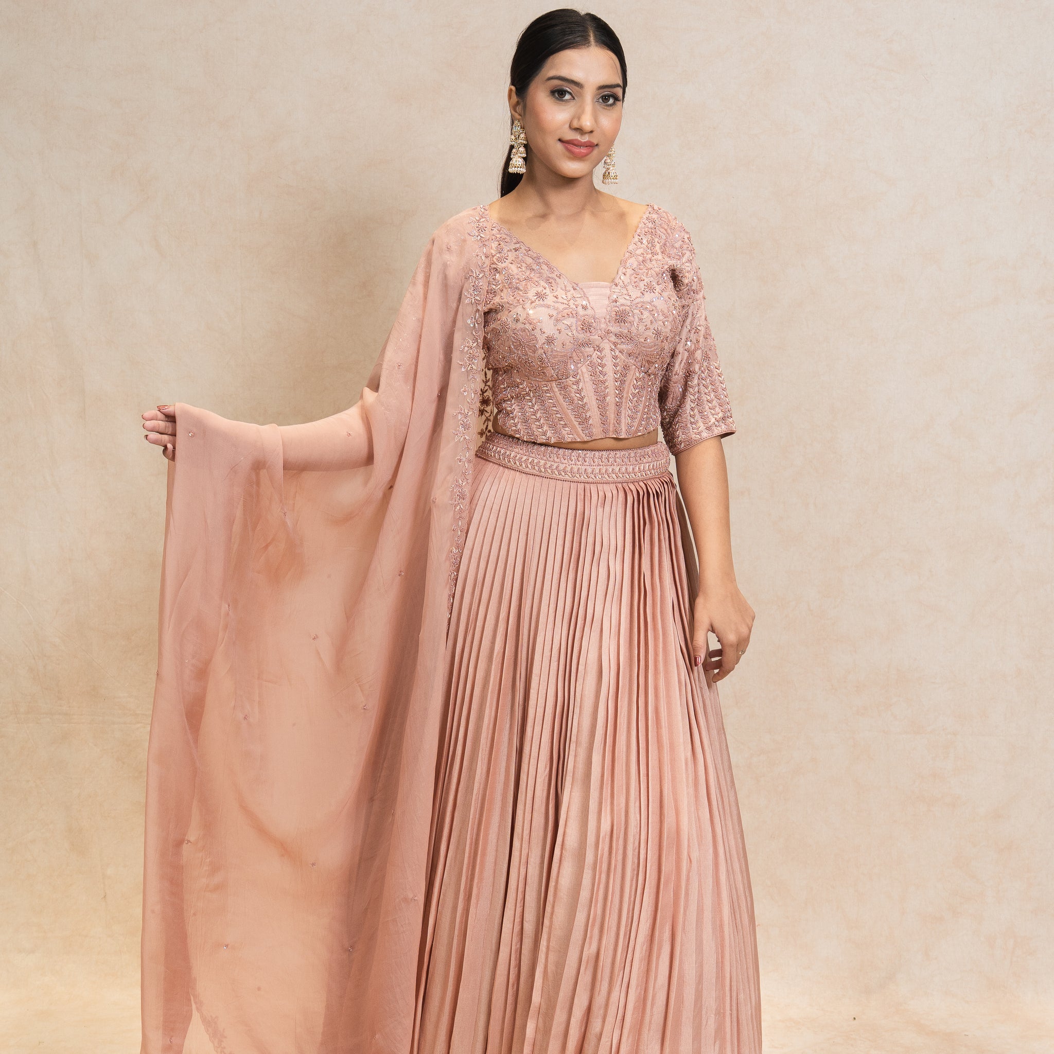 Blush Peach Radiance with Timeless Charm