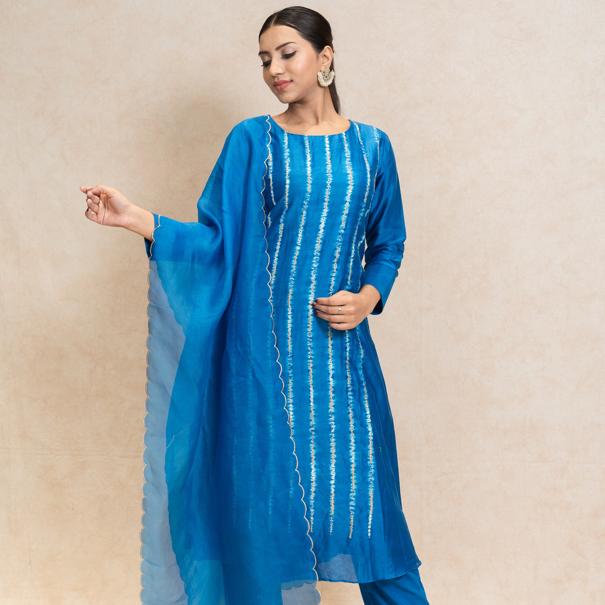 Chic Blue Ethnic Set for Gatherings