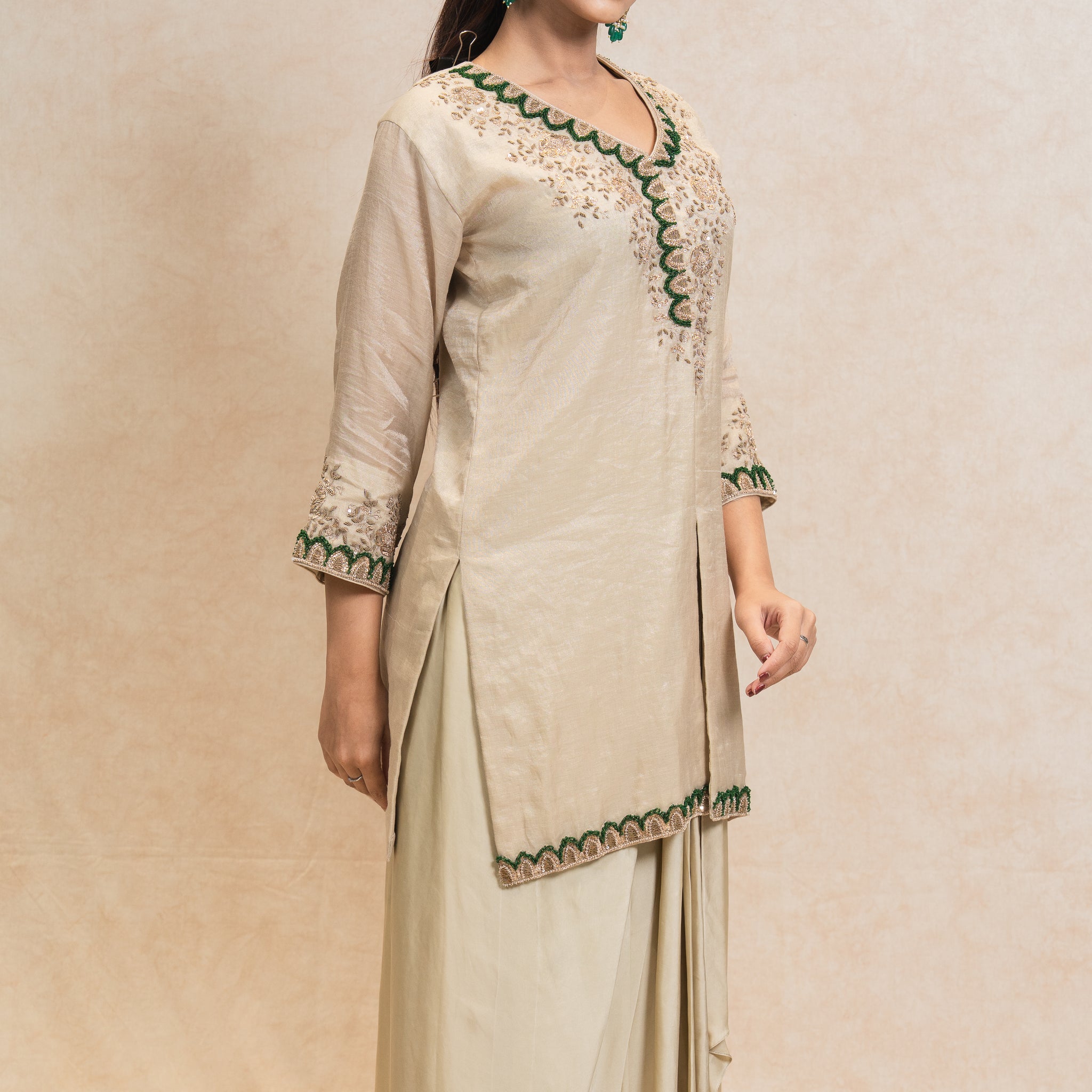 Embroidered kurta and skirt set