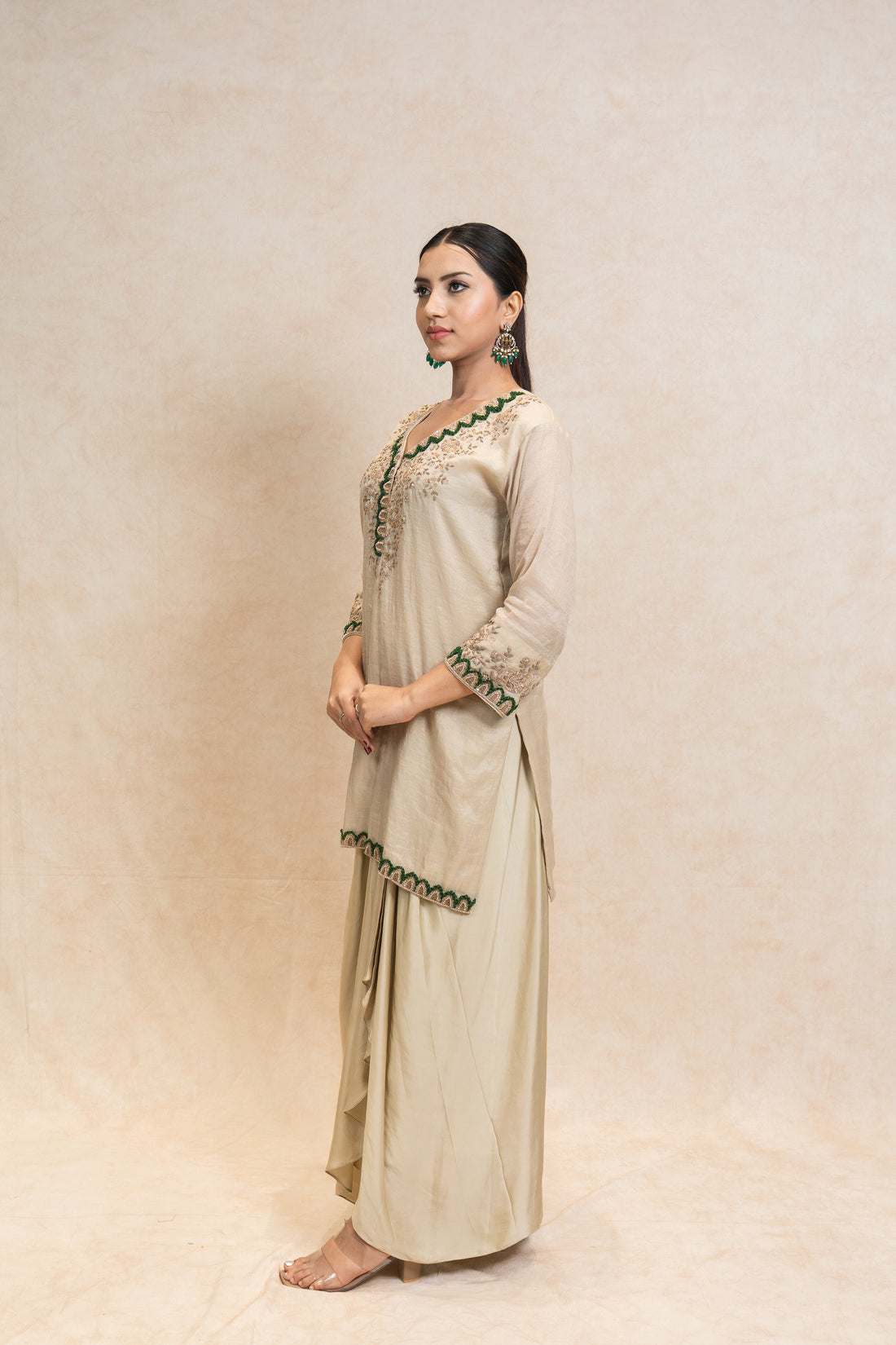 Embroidered kurta and skirt set