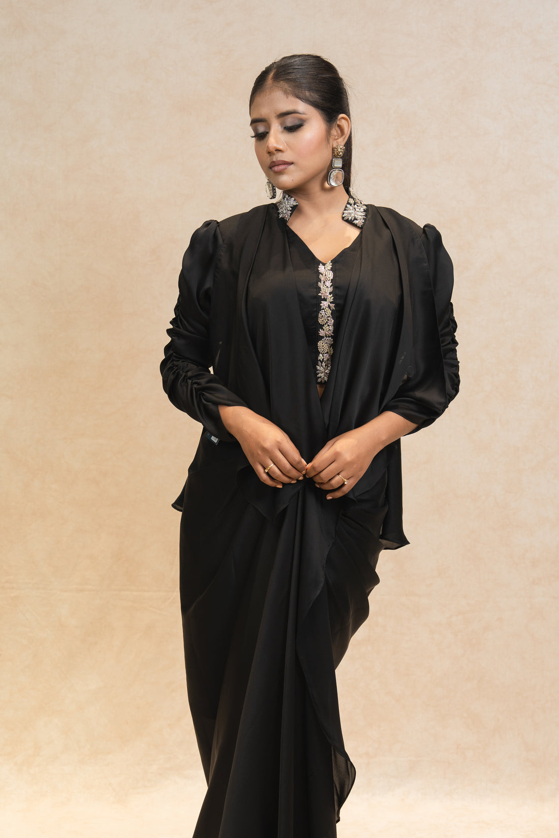 Three piece black Indowestern