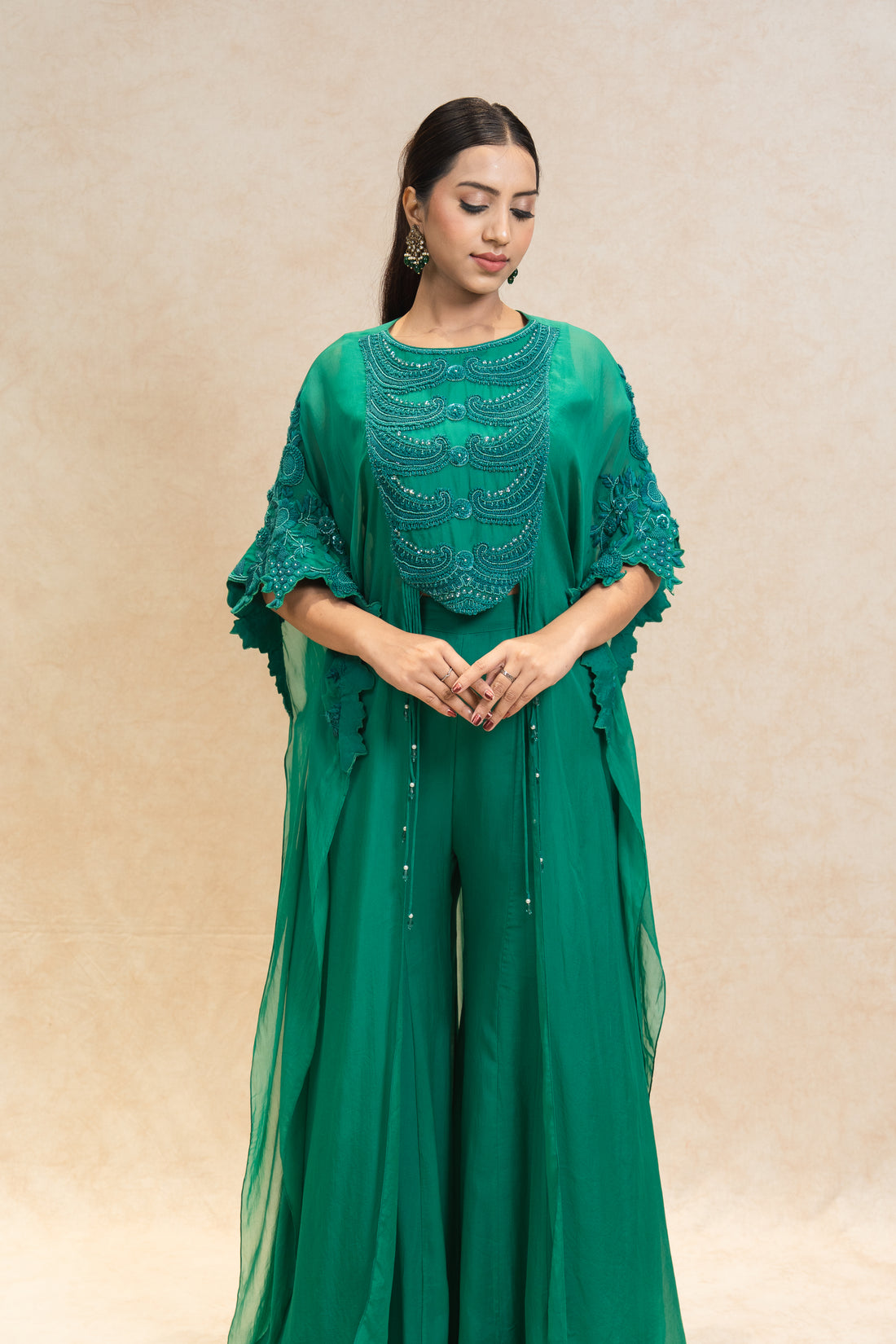 Emerald Green three piece indowestern