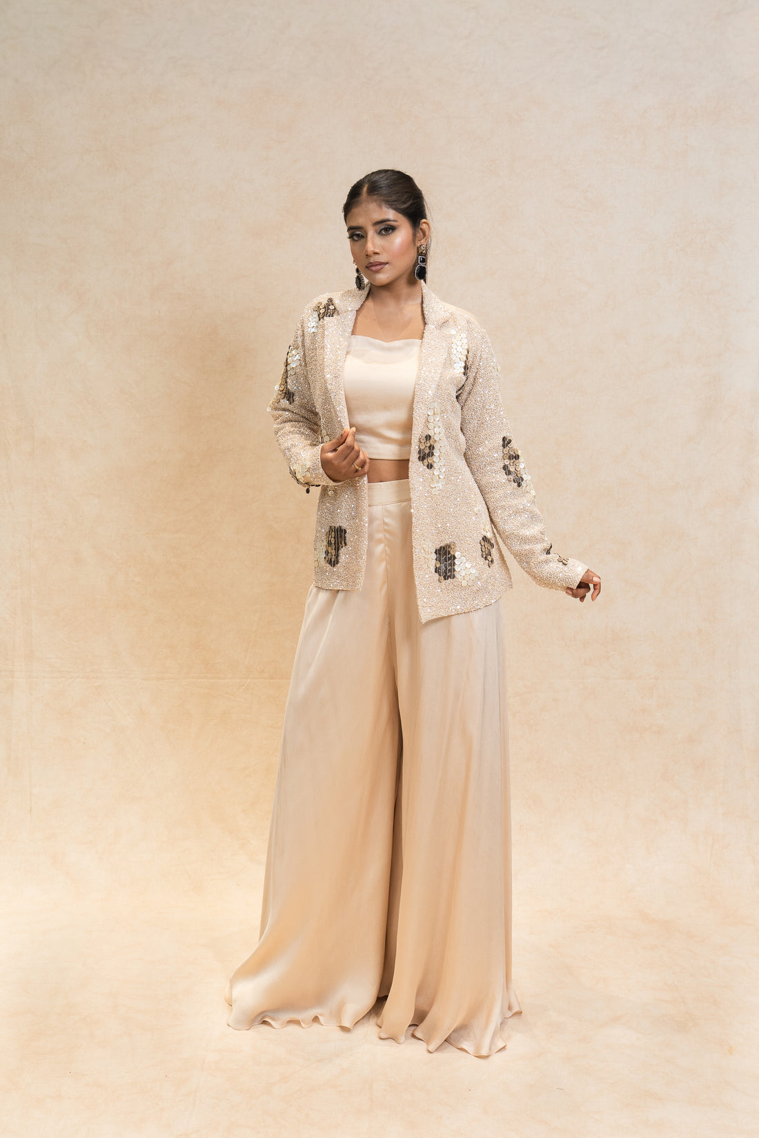 Champagne Elegance Palazzo Jacket Set