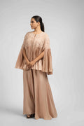 Stylish Ash Rose Pink Indo Western Outfit with intricate pleated detailing and a modern silhouette.