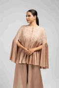 Graceful Indo Western Ensemble in Ash Rose Pink, designed with a chic pleated jacket and wide-leg palazzo.