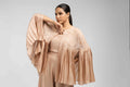 Contemporary Ash Rose Pink Indo Western Outfit with flowy pleated sleeves and a structured fit.