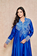 closeup-view-royal-blue-indo-western-tunic-with-pant-for-women