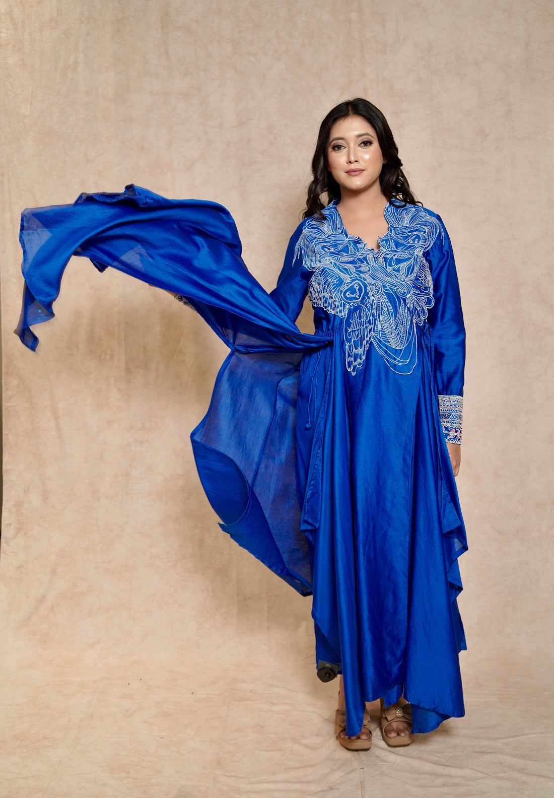full-view-royal-blue-indo-western-tunic-with-pant