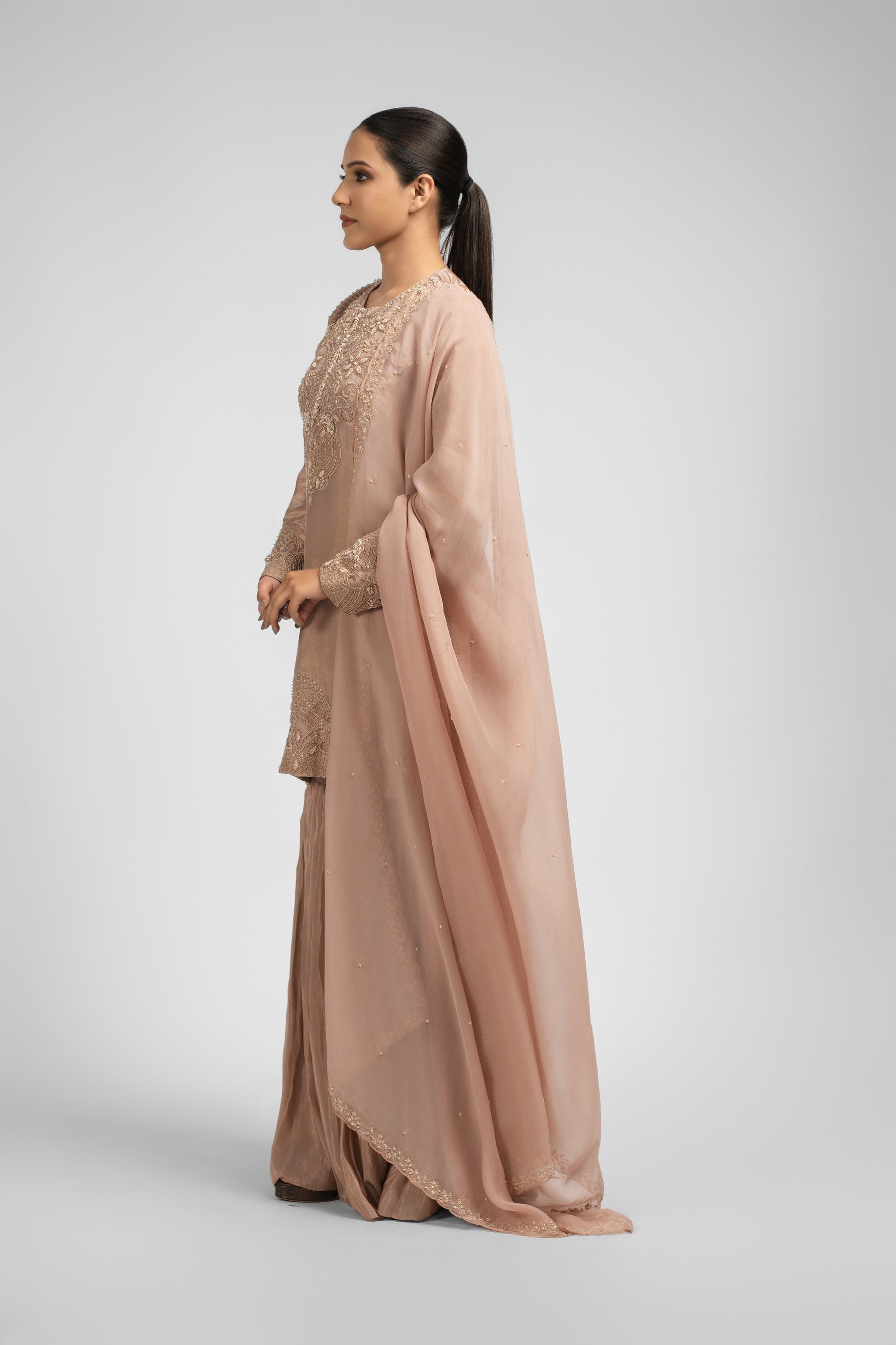 Designer Pink Sharara Suit with a luxurious look, ideal for weddings and festive celebrations.